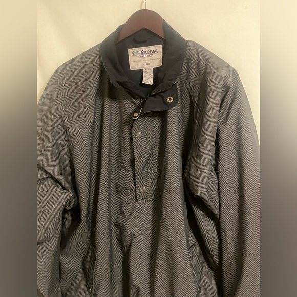 Tourney Men's Herringbone Black Brown Goretex Windbreaker Pullover Size Large - Picture 1 of 11